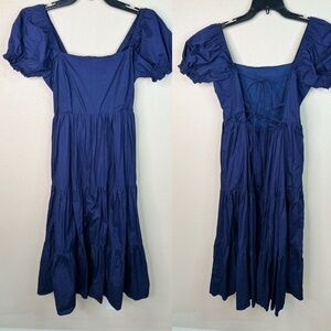 O.p.t navy poplin dress tie back size M